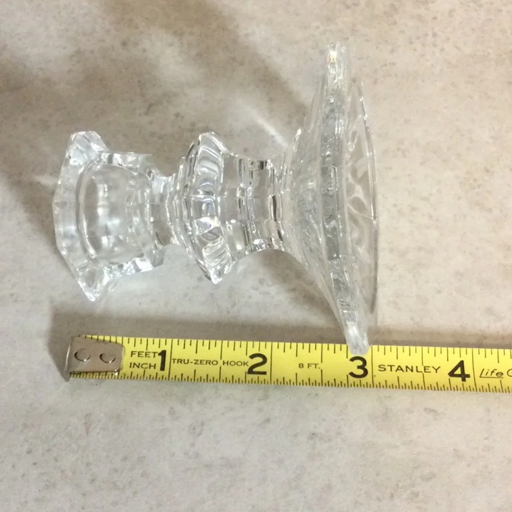 Two Clear Crystal Tapered Candlestick Holders - Home Accents
